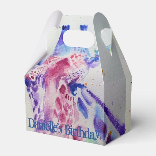 Cute Giraffe Zoo Animal Birthday Cake Favor Box Bedankdoosjes (Voorkant Zijde)