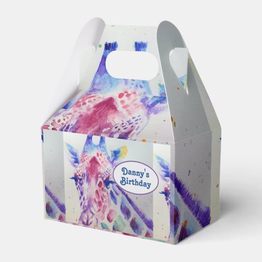 Cute Giraffe Zoo Animal Birthday Cake Favor Box Bedankdoosjes (Voorkant Zijde)