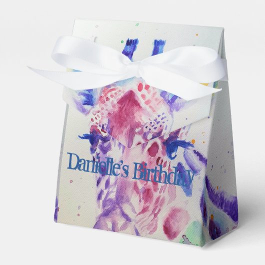 Cute Giraffe Zoo Animal Birthday Cake Favor Box Bedankdoosjes (Voorkant Zijde)