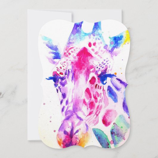 Cute Giraffe Zoo Animal Childs Birthday Invitation Kaart (Achterkant)