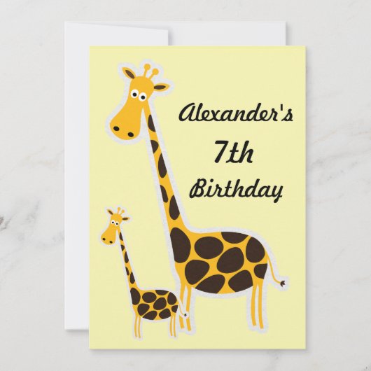 Cute Giraffen Kind 7e Verjaardagsfeestje Kaart (Voorkant)
