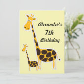 Cute Giraffen Kind 7e Verjaardagsfeestje Kaart (Staand voorkant)