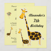 Cute Giraffen Kind 7e Verjaardagsfeestje Kaart (Voorkant / Achterkant)