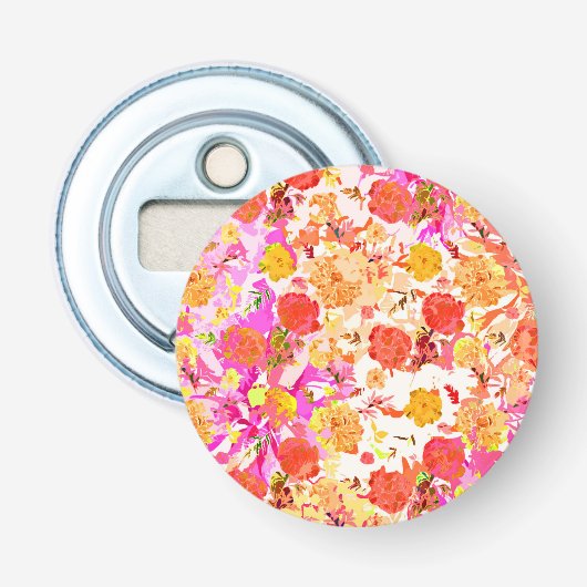 Cute girale bloemen patroon button flesopener (Voorkant)