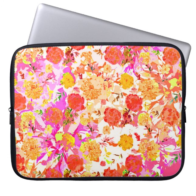 Cute girale bloemen patroon laptop sleeve (Voorkant)