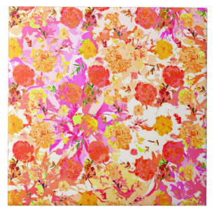 Cute girale bloemen patroon tegeltje