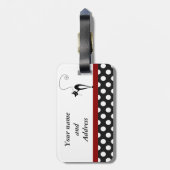 Cute girelegant zwarte kattenpols monogram bagagelabel (Achterkant verticaal)