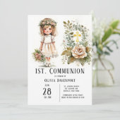 Cute Girl 1st. Communie Kaart (Staand voorkant)