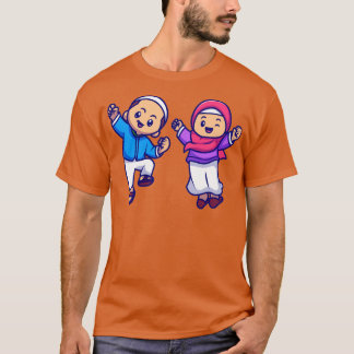 Cute Girl and Boy Moslem Celebrating Ied Mubarak C T-shirt