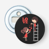 Cute Girl And Boy Romantic Pink Button Flesopener (Voorkant)