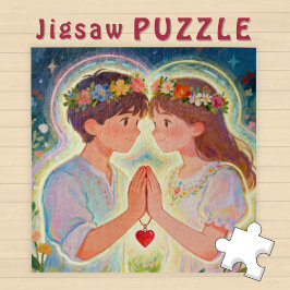 Cute Girl and Boy Twin Soul Koppel Liefde -  Legpuzzel