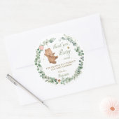 Cute Girl Baby Bee Greenery Dank je wel Ronde Sticker (Envelop)