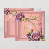 Cute Girl Baby shower Girl Coral Peach Kaart (Voorkant / Achterkant)