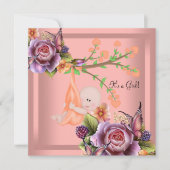 Cute Girl Baby shower Girl Coral Peach Kaart (Voorkant)
