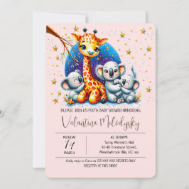 Cute girl baby shower Invitation Kaart