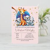 Cute girl baby shower Invitation Kaart (Staand voorkant)