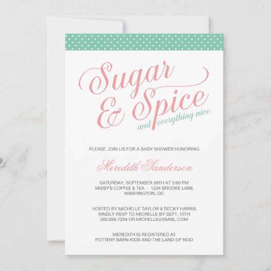 Cute Girl Baby shower Kaart (Voorkant)