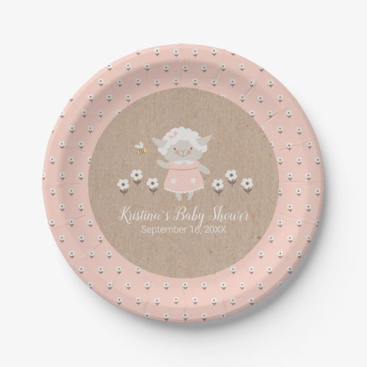 Cute Girl Baby shower Papieren Bordje (Voorkant)