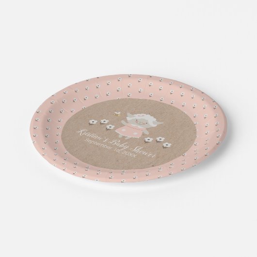 Cute Girl Baby shower Papieren Bordje (Gekanteld)