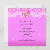 Cute Girl Baby shower Party Pink White Lace Kaart (Achterkant)