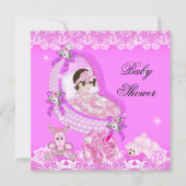 Cute Girl Baby shower Party Pink White Lace Kaart (Voorkant)