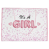 Cute girl baby shower roze witte glitter hart groot cadeauzakje (Achterkant)