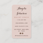 Cute Girl Ballerina Illustration Dansschool Visitekaartje (Achterkant)