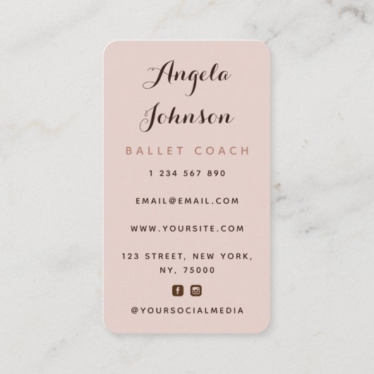 Cute Girl Ballerina Illustration Dansschool Visitekaartje (Achterkant)