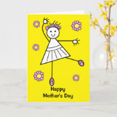 Cute Girl Ballet Dancer Yellow Moederdag Kaart (Gele Bloem)