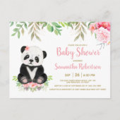 Cute Girl Beer Blush Pink Floral Baby shower Foto Uitnodiging Briefkaart (Voorkant)