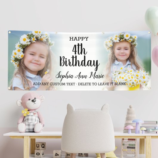 Cute Girl Birthday Party Any Age Photo Collage Spandoek