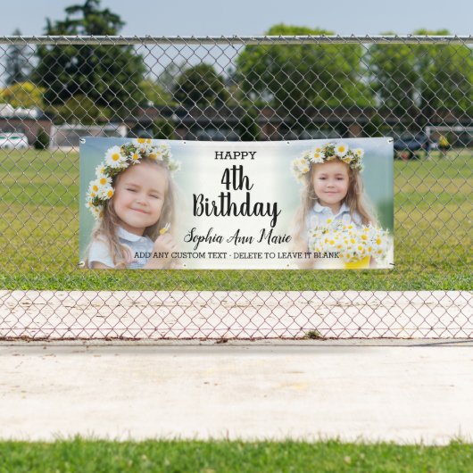 Cute Girl Birthday Party Any Age Photo Collage Spandoek (Insitu)