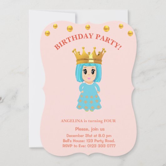 Cute Girl Birthday Persoonlijke uitnodiging (Voorkant)
