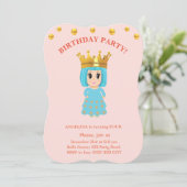 Cute Girl Birthday Persoonlijke uitnodiging (Staand voorkant)