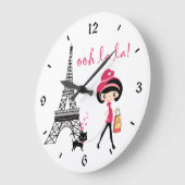 Cute Girl, Black Cat met Eiffel Tower Paris Grote Klok (Hoek)