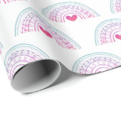 Cute Girl Boho Rainbow Birthday Cadeaupapier (Rol Hoek)