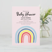 Cute Girl Boho Rainbow en Name Baby shower Kaart (Staand voorkant)