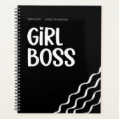 Cute Girl Boss Black and White Monogram Year Planner (Voorkant)
