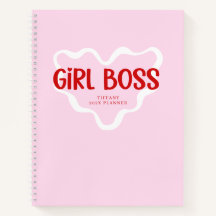 Cute Girl Boss Pink and Red Custom Name Year