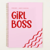 Cute Girl Boss Pink and Red Custom Name Year Planner (Voorkant)
