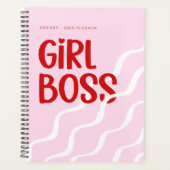 Cute Girl Boss Pink and Red Monogram Year Planner (Voorkant)