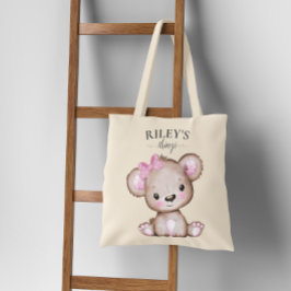 Cute Girl Brown Beer Monogrammed Baby Canvas tas