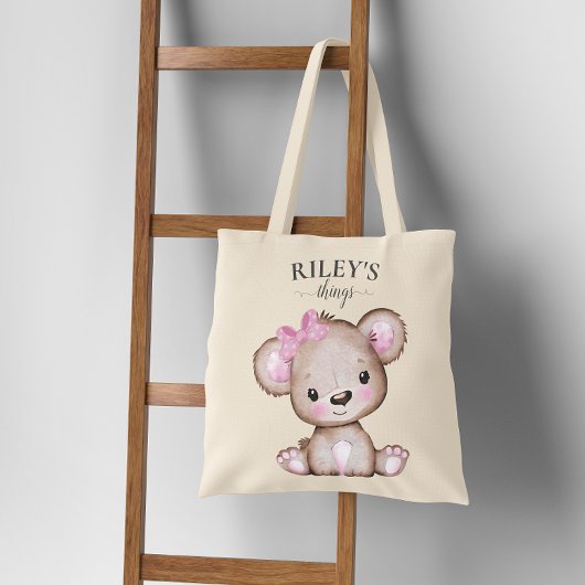 Cute Girl Brown Beer Monogrammed Baby Canvas tas