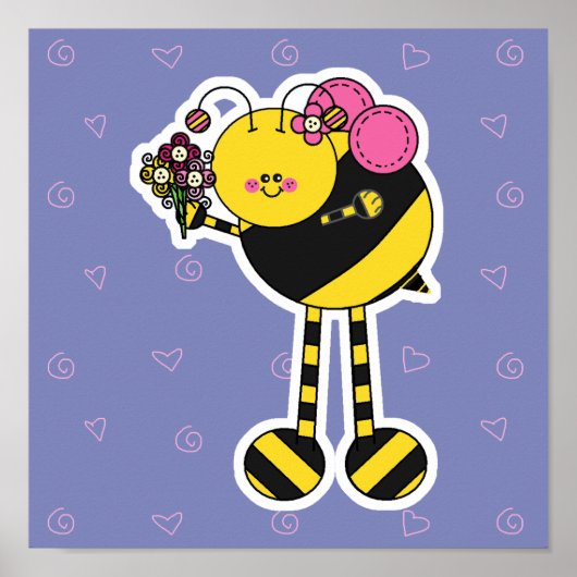Cute Girl Bumble Bee Poster (Voorkant)