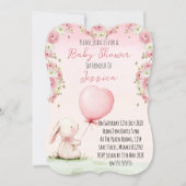 Cute Girl Bunny Baby Shower Invitation Kaart (Voorkant)