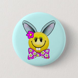 Cute Girl Bunny Face Pin Ronde Button 5,7 Cm