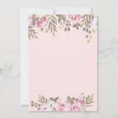 Cute Girl, Carriage, Floral Baby shower Kaart (Achterkant)