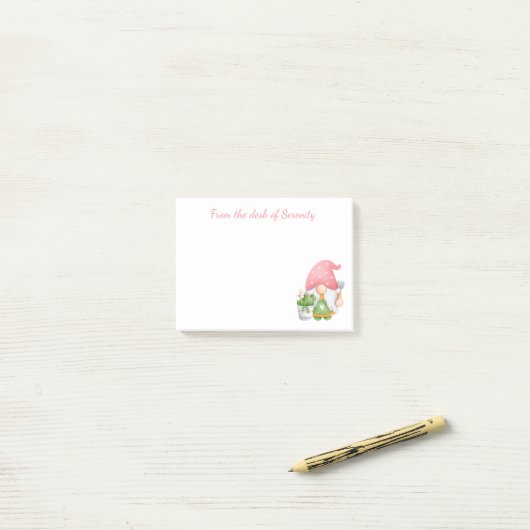 Cute Girl Cartoon Gardener Waterverf Garden Gnome Post-it® Notes (Op bureau)