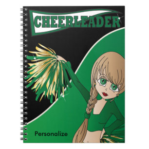 Cute Girl Cheerleader   DIY-naam   Groen Notitiebo Notitieboek