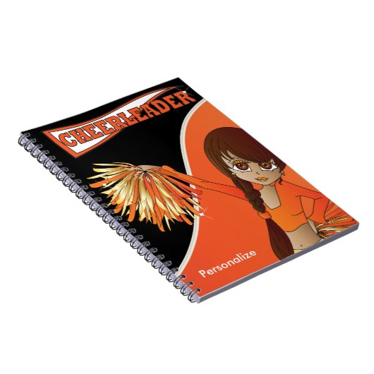 Cute Girl Cheerleader | DIY-naam | ORANJE NOTITIEB Notitieboek (Rechterzijde)